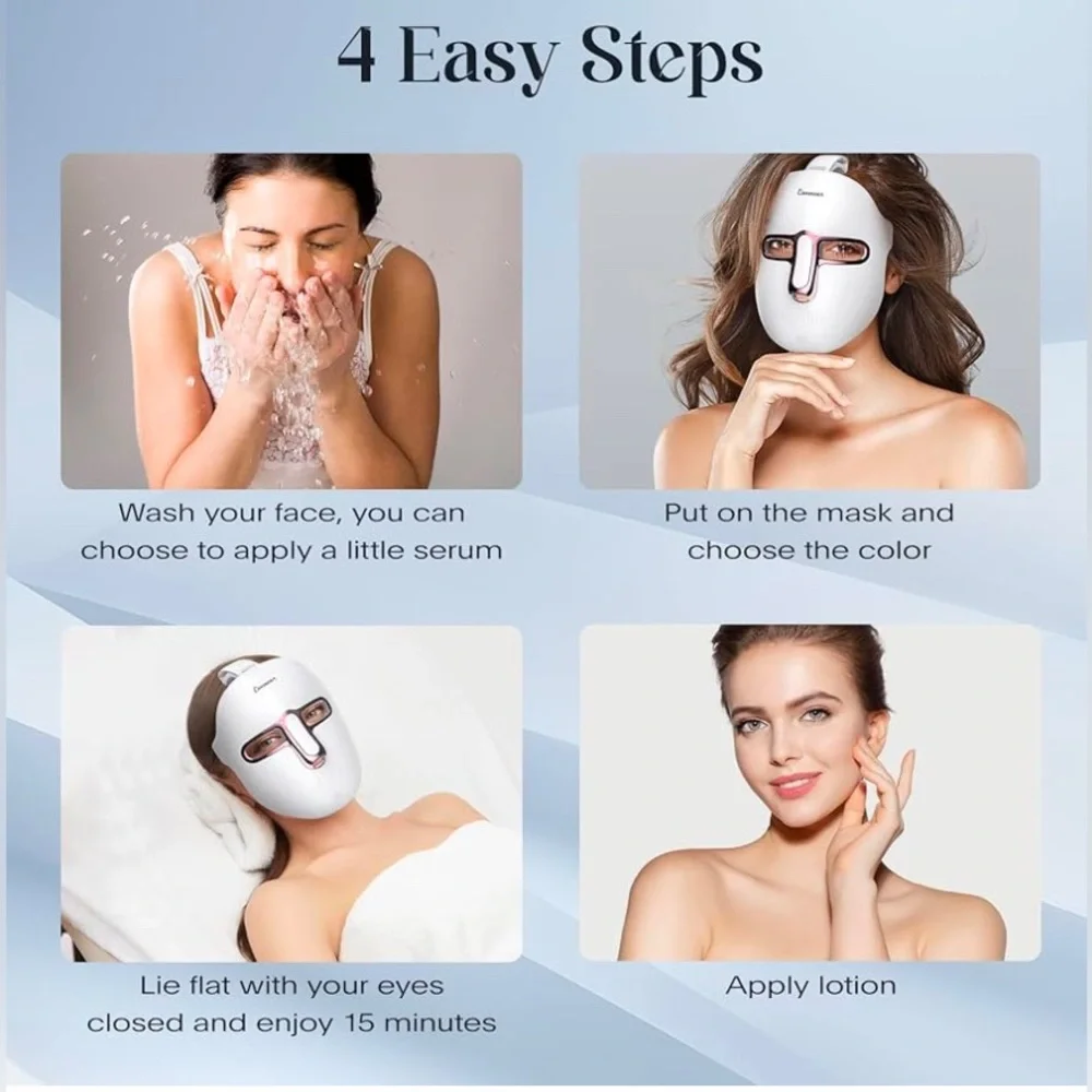 Face Mask  Therapy, 7-1 Colors Facial Skin Care Mask, Red - Picture 2 of 5